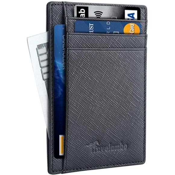Mens Front Pocket Minimalist Leather Slim Wallet RFID Blocking Medium Size - Picture 1 of 4